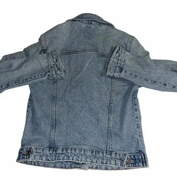 ZARA Jean Denim Jacket Woman’s Small Classic Denim Made In Bangladesh Jean Coat - Picture 4 of 8